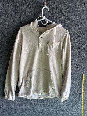 Altamont Hoodie Mens Medium Beige Henley Knit Lightweight Pullover Sweatshirt